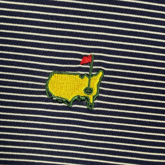 Masters Tech Pullover Mens Medium Navy White Stripe 1/4 Zip Golf Long Sleeve PGA - Picture 6 of 7